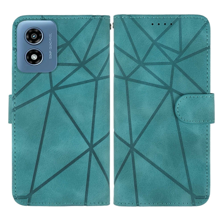 For Motorola Moto G Play 4G 2024 Skin Feel Geometric Lines Leather Phone Case(Green) - Motorola Cases by buy2fix | Online Shopping UK | buy2fix