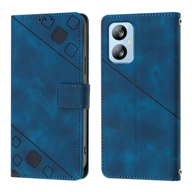 For Blackview A52 Skin Feel Embossed Leather Phone Case(Blue) - More Brand by buy2fix | Online Shopping UK | buy2fix