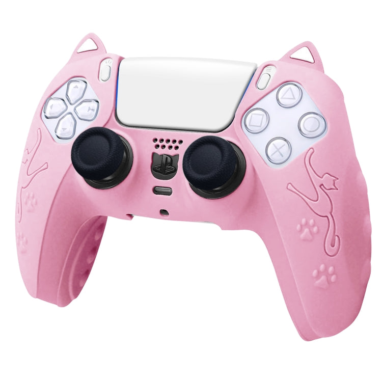 For Sony PS5 Cat Ear Shape Gamepad Silicone Protective Case(Pink) - Cases by buy2fix | Online Shopping UK | buy2fix