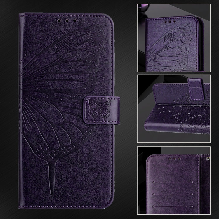 For Blackview Wave 6C Embossed Butterfly Leather Phone Case(Dark Purple) - More Brand by buy2fix | Online Shopping UK | buy2fix