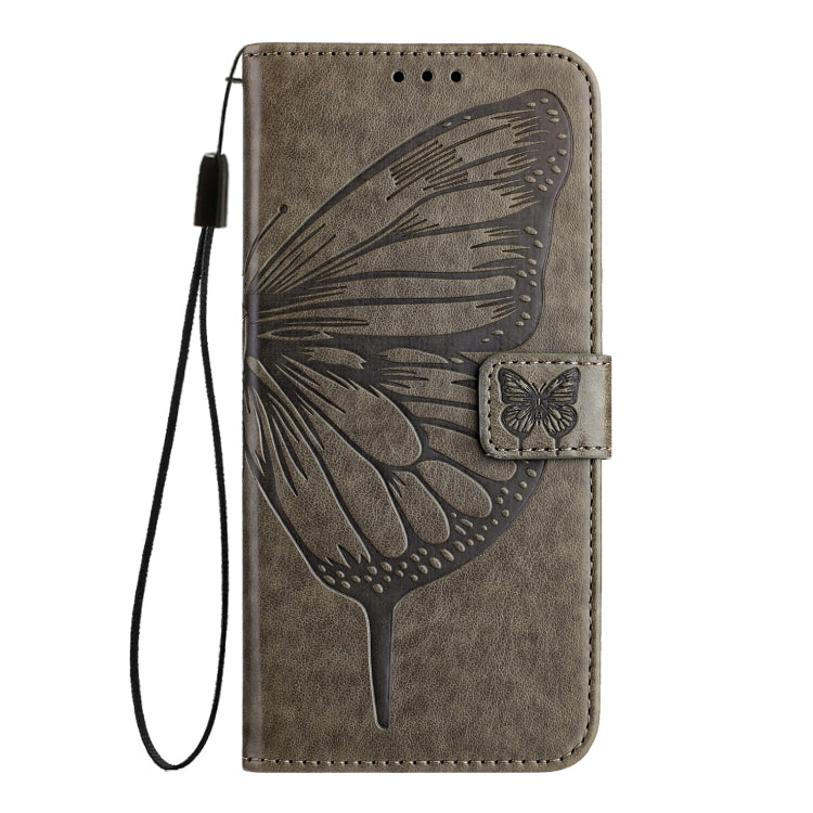 For Blackview Color 8 Embossed Butterfly Leather Phone Case(Grey) - More Brand by buy2fix | Online Shopping UK | buy2fix