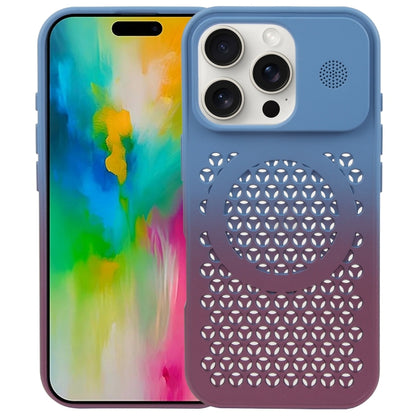 For iPhone 16 Pro Max Gradient Color Honeycomb Aromatherapy MagSafe Phone Case(Blue Red) - iPhone 16 Pro Max Cases by buy2fix | Online Shopping UK | buy2fix