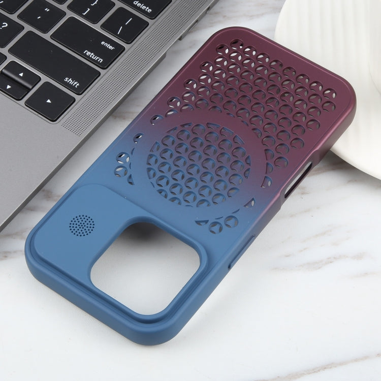 For iPhone 16 Pro Gradient Color Honeycomb Aromatherapy MagSafe Phone Case(Blue Red) - iPhone 16 Pro Cases by buy2fix | Online Shopping UK | buy2fix