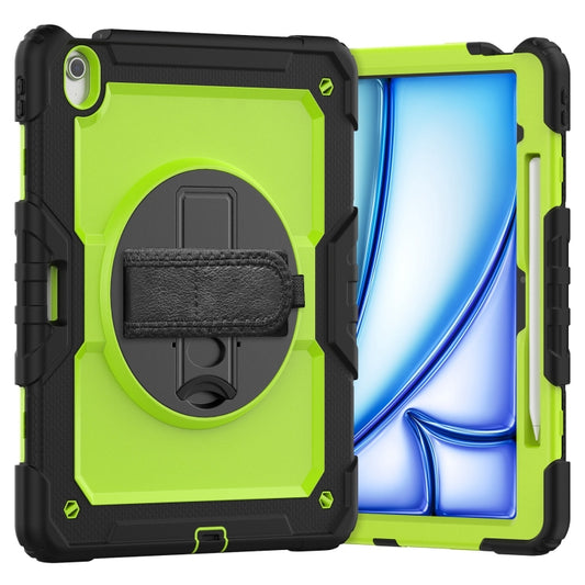 For iPad Air 13 2024 Silicone Hybrid PC Tablet Case with Shoulder Strap(Yellow Green + Black) - iPad Air 13 2024 Cases by buy2fix | Online Shopping UK | buy2fix