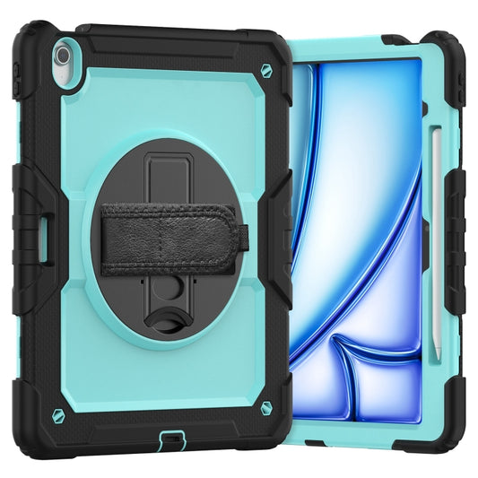 For iPad Air 13 2024 Silicone Hybrid PC Tablet Case with Shoulder Strap(Light Blue + Black) - iPad Air 13 2024 Cases by buy2fix | Online Shopping UK | buy2fix