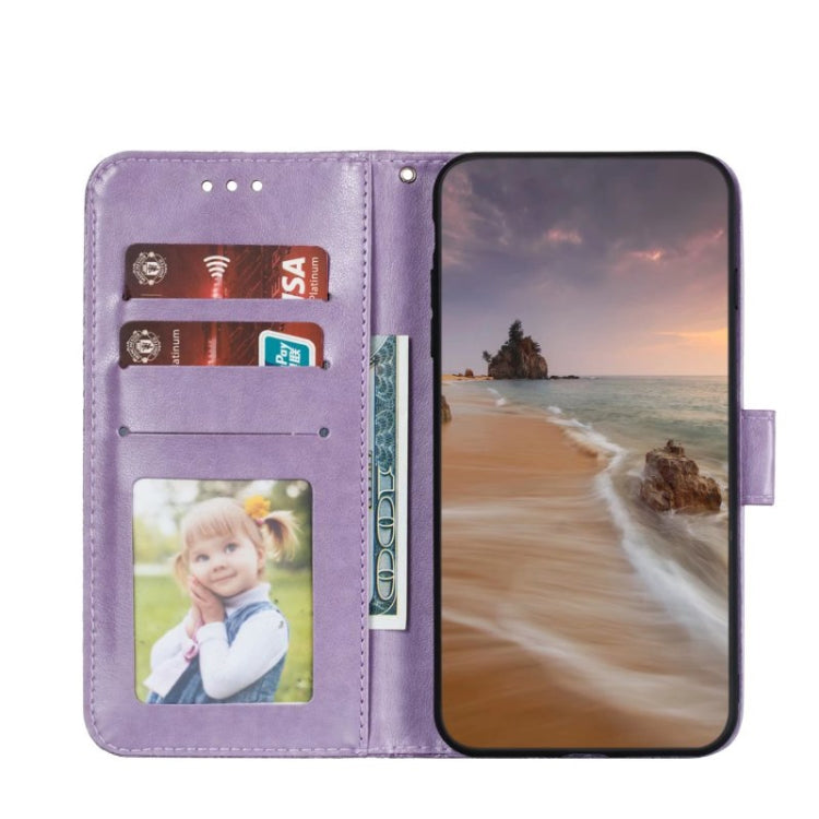 For Motorola Moto G Power 5G 2024 Lace Flower Embossing Flip Leather Phone Case(Purple) - Motorola Cases by buy2fix | Online Shopping UK | buy2fix
