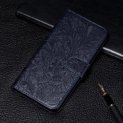 For Xiaomi Redmi K70 Lace Flower Embossing Flip Leather Phone Case(Dark Blue) - K70 Cases by buy2fix | Online Shopping UK | buy2fix