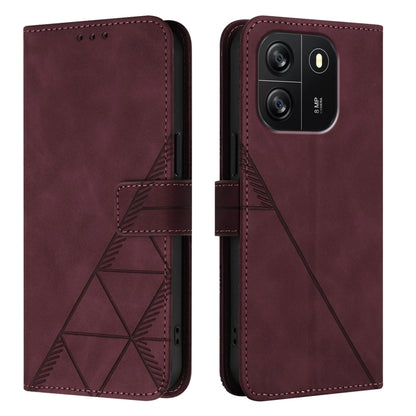 For Blackview Wave 6C Crossbody 3D Embossed Flip Leather Phone Case(Wine Red) - More Brand by buy2fix | Online Shopping UK | buy2fix