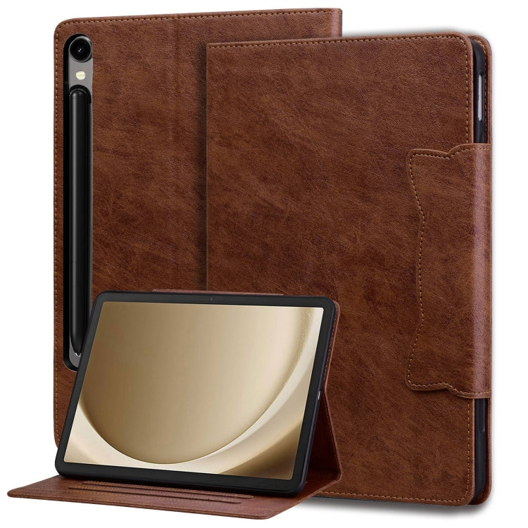 For Samsung Galaxy Tab S9 FE / S9 / S8 / S7 Cat Buckle Leather Smart Tablet Case(Brown) - Galaxy Tab S9 Cases by buy2fix | Online Shopping UK | buy2fix