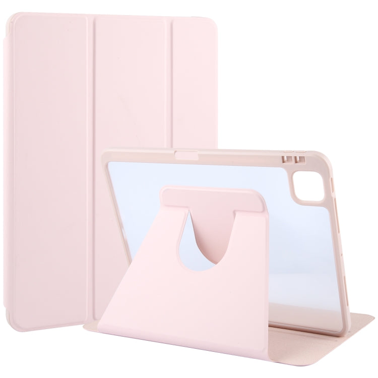 For iPad Pro 13 2024 GEBEI Acrylic TPU 3-folding Rotating Smart Tablet Leather Case withh Pen Slot(Pink) - iPad Pro 13 2024 Cases by GEBEI | Online Shopping UK | buy2fix