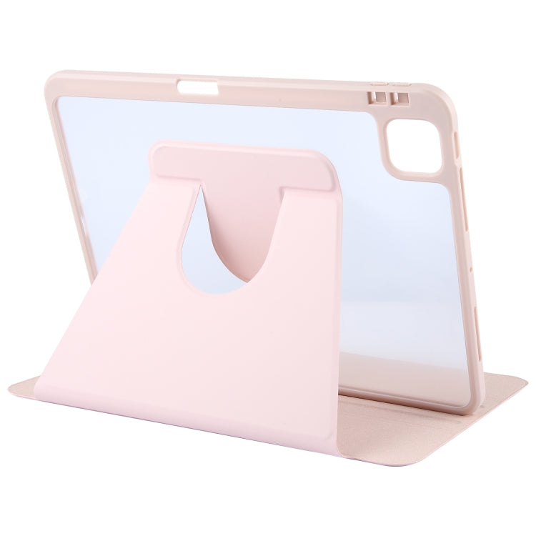 For iPad Pro 13 2024 GEBEI Acrylic TPU 3-folding Rotating Smart Tablet Leather Case withh Pen Slot(Pink) - iPad Pro 13 2024 Cases by GEBEI | Online Shopping UK | buy2fix