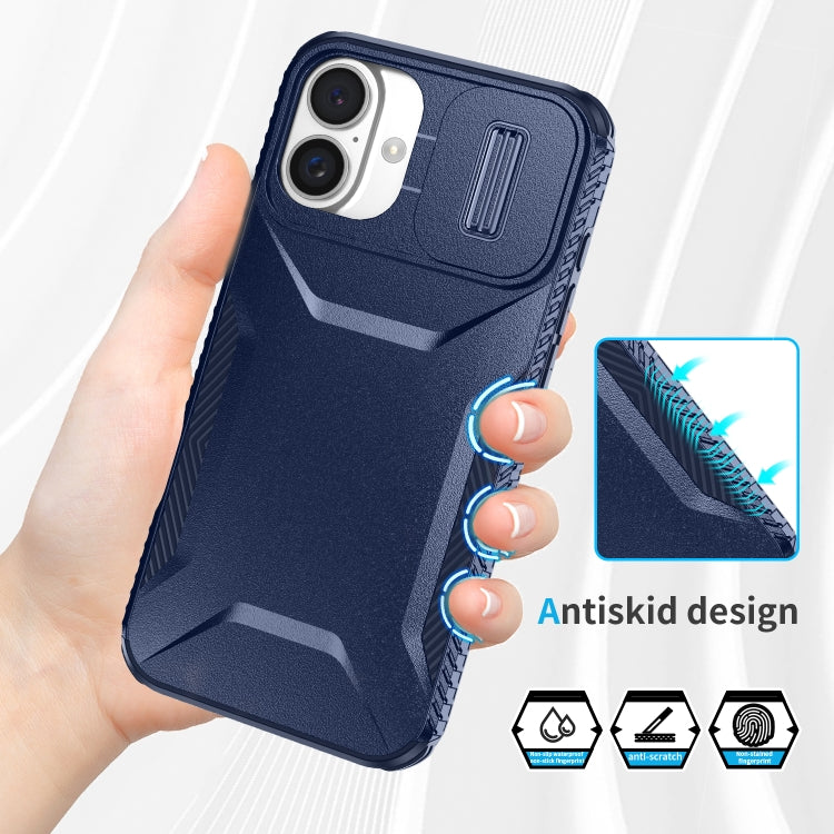 For iPhone 16 Sliding Camshield Phone Case(Blue) - iPhone 16 Cases by buy2fix | Online Shopping UK | buy2fix