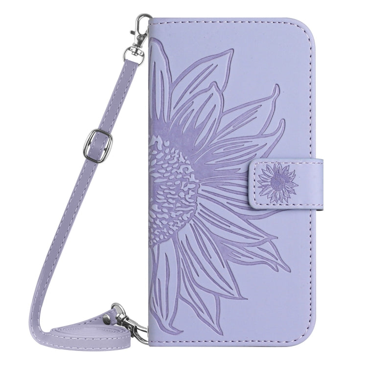 For Samsung Galaxy S25+ 5G Skin Feel Sun Flower Embossed Flip Leather Phone Case with Lanyard(Purple) - Galaxy S25+ 5G Cases by buy2fix | Online Shopping UK | buy2fix