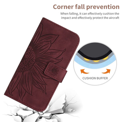 For Samsung Galaxy S25+ 5G Skin Feel Sun Flower Embossed Flip Leather Phone Case with Lanyard(Wine Red) - Galaxy S25+ 5G Cases by buy2fix | Online Shopping UK | buy2fix