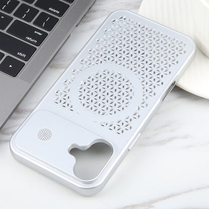 For iPhone 16 Plus Pure Color Honeycomb Aromatherapy MagSafe Phone Case(Silver) - iPhone 16 Plus Cases by buy2fix | Online Shopping UK | buy2fix