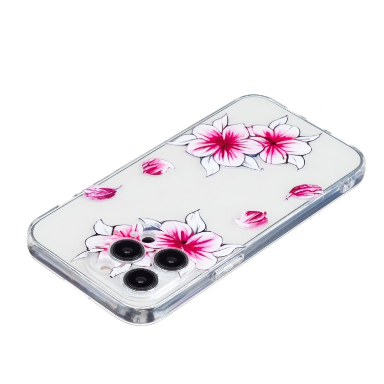 For iPhone 16 Pro Colored Drawing Pattern Transparent TPU Phone Case(Sakura) - iPhone 16 Pro Cases by buy2fix | Online Shopping UK | buy2fix