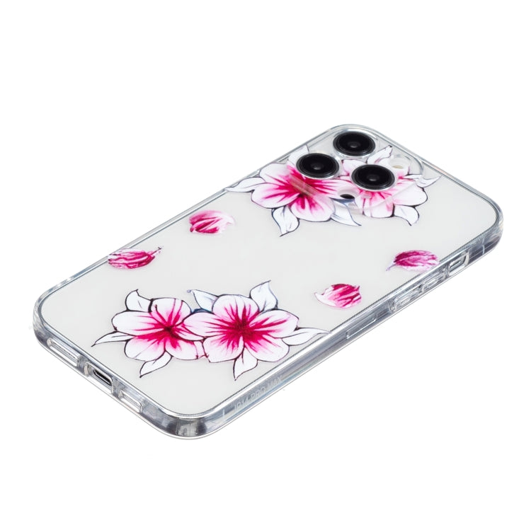 For iPhone 16 Pro Max Colored Drawing Pattern Transparent TPU Phone Case(Sakura) - iPhone 16 Pro Max Cases by buy2fix | Online Shopping UK | buy2fix