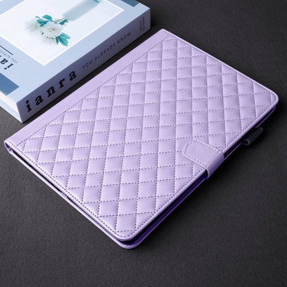 For Samsung Galaxy Tab S6 Lite 2024 Rhombus Lattice Leather Tablet Case(Purple) - Tab S6 Lite P610 / P615 by buy2fix | Online Shopping UK | buy2fix