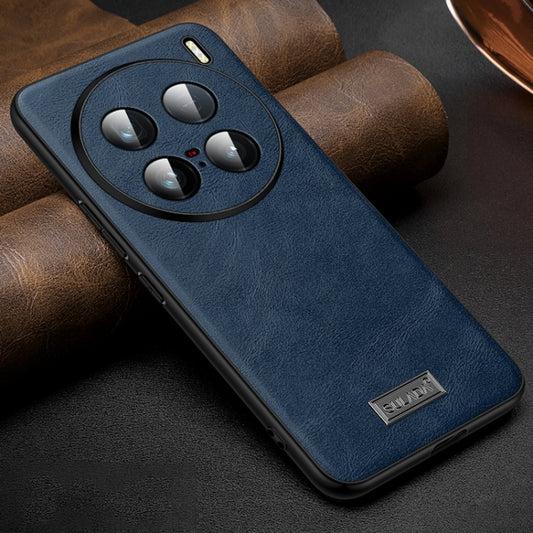 For vivo X100 Ultra SULADA Shockproof TPU + Handmade Leather Phone Case(Blue) - vivo Cases by SULADA | Online Shopping UK | buy2fix