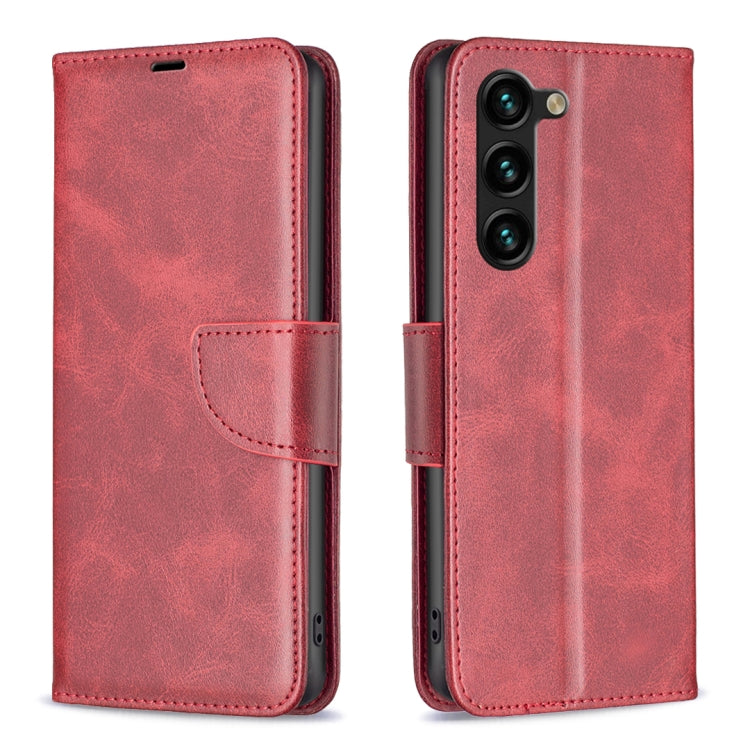 For Samsung Galaxy S25+ 5G Lambskin Texture Pure Color Flip Leather Phone Case(Red) - Galaxy S25+ 5G Cases by buy2fix | Online Shopping UK | buy2fix