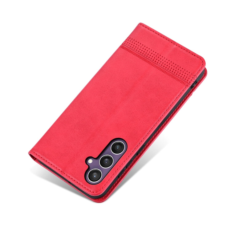 For Samsung Galaxy S24 FE 5G AZNS Magnetic Calf Texture Flip Leather Phone Case(Red) - Galaxy S24 FE 5G Cases by AZNS | Online Shopping UK | buy2fix