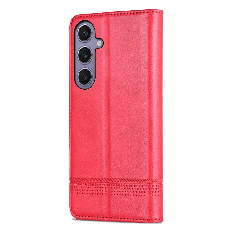 For Samsung Galaxy S25 5G AZNS Magnetic Calf Texture Flip Leather Phone Case(Red) - Galaxy S25 5G Cases by AZNS | Online Shopping UK | buy2fix