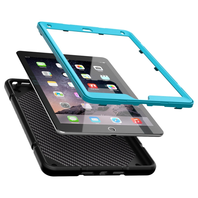 For iPad 9.7 2018 / Air / Air 2 Armor Holder Silicone Hybrid PC Tablet Case(Black Blue) - iPad 9.7 (2018) & (2017) Cases by buy2fix | Online Shopping UK | buy2fix