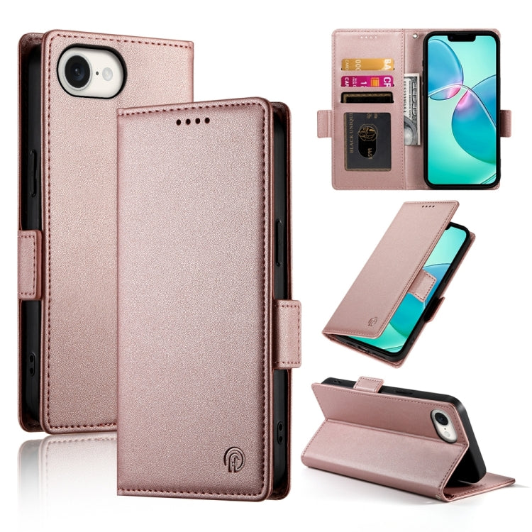 For iPhone SE 2024 Side Buckle Magnetic Frosted Leather Phone Case(Rose Gold) - More iPhone Cases by buy2fix | Online Shopping UK | buy2fix