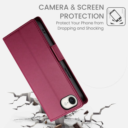 For iPhone SE 2024 Side Buckle Magnetic Frosted Leather Phone Case(Wine Red) - More iPhone Cases by buy2fix | Online Shopping UK | buy2fix