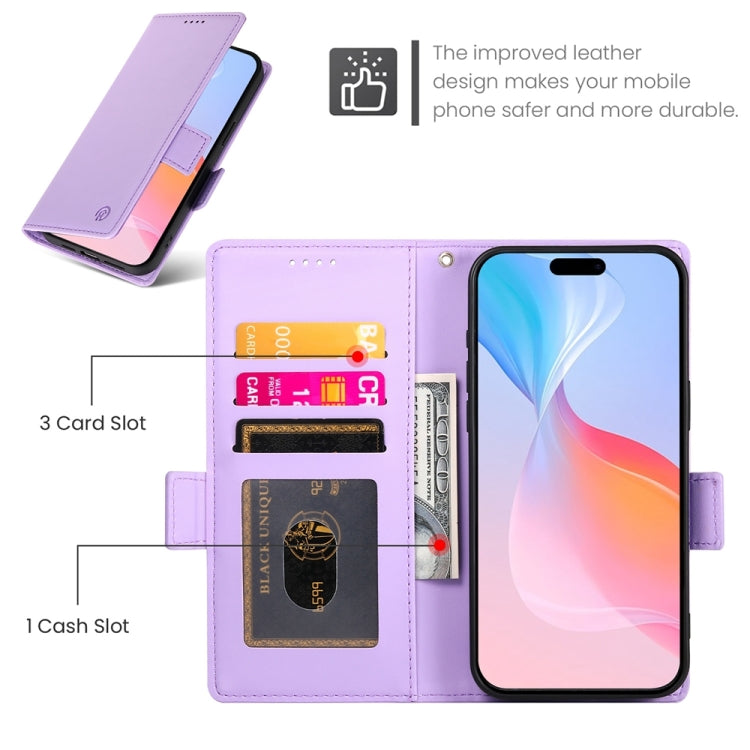 For iPhone 16 Pro Side Buckle Magnetic Frosted Leather Phone Case(Purple) - iPhone 16 Pro Cases by buy2fix | Online Shopping UK | buy2fix