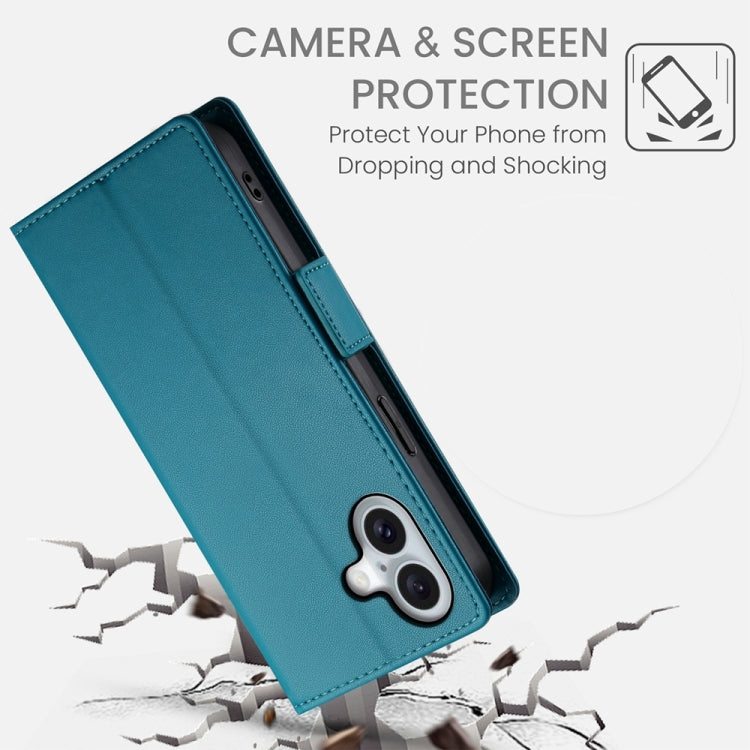 For iPhone 16 Side Buckle Magnetic Frosted Leather Phone Case(Blue) - iPhone 16 Cases by buy2fix | Online Shopping UK | buy2fix