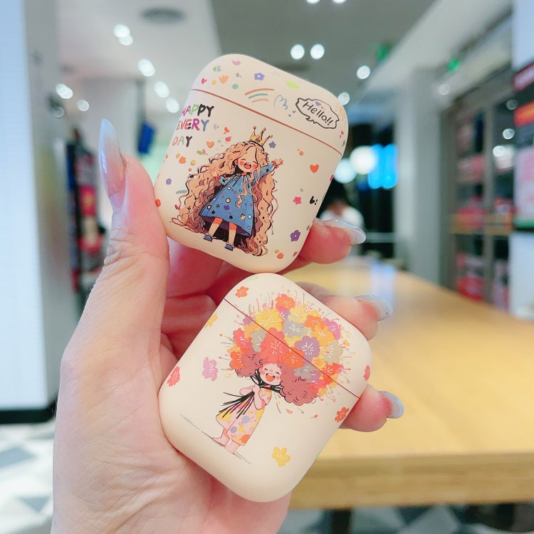 For AirPods Pro 2 Girl Pattern Earbuds Box Frosted TPU Case(Flower) - For AirPods Pro 2 by buy2fix | Online Shopping UK | buy2fix