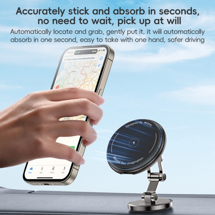 Yesido C306 15W Car Magnetic Wireless Charging Holder(Black) - Wireless Charger Holders by Yesido | Online Shopping UK | buy2fix