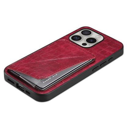 For iPhone 16 Pro Imitation Crocodile Leather Back Phone Case with Holder(Rose Red) - iPhone 16 Pro Cases by buy2fix | Online Shopping UK | buy2fix