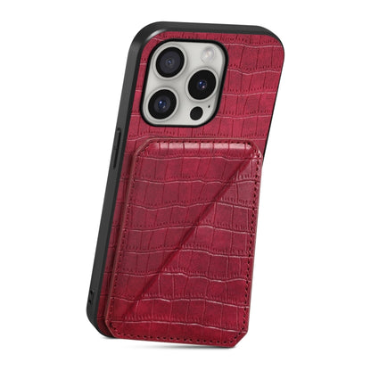 For iPhone 16 Pro Max Imitation Crocodile Leather Back Phone Case with Holder(Rose Red) - iPhone 16 Pro Max Cases by buy2fix | Online Shopping UK | buy2fix