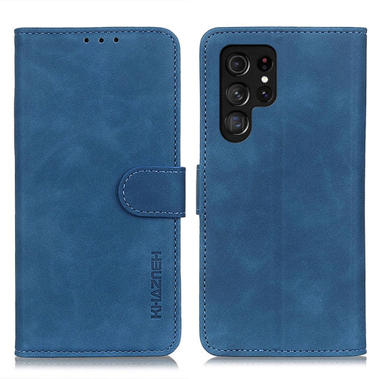 For Samsung Galaxy S25 Ultra 5G KHAZNEH Retro Texture Horizontal Flip Leather Phone Case(Blue) - Galaxy S25 Ultra 5G Cases by buy2fix | Online Shopping UK | buy2fix