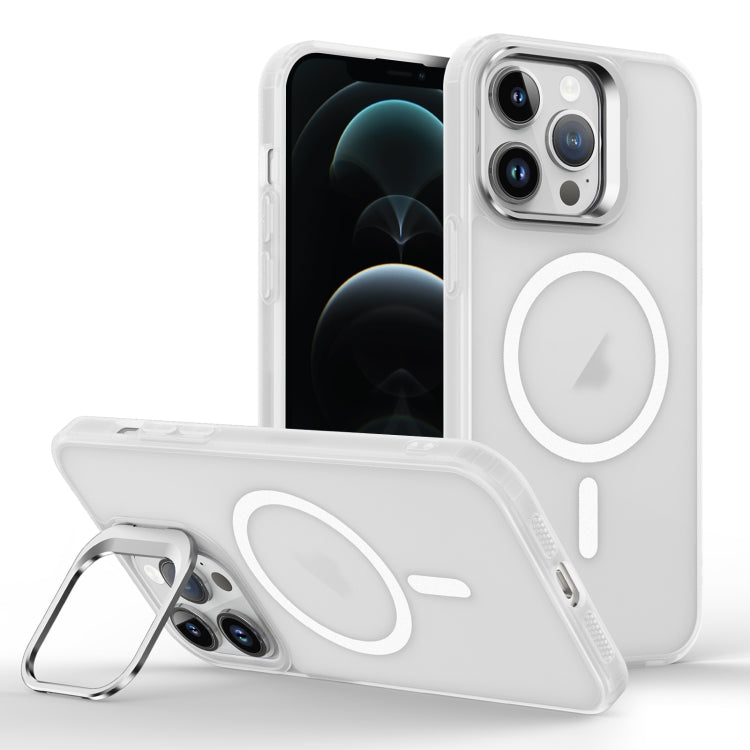 For iPhone 12 Pro Max Skin Feel Lens Holder Magsafe Phone Case(Transparent) - iPhone 12 Pro Max Cases by buy2fix | Online Shopping UK | buy2fix