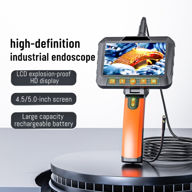 T27 5 inch IPS Color Screen 5.5mm Dual Camera Handheld Hard Cable HD Industrial Endoscope, Length:5m(Orange Black) -  by buy2fix | Online Shopping UK | buy2fix