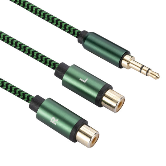 3.5mm Male to 2 RCA Female Audio Cable Amplifier Connector, Length:3m(Green) - RCA Cable by buy2fix | Online Shopping UK | buy2fix