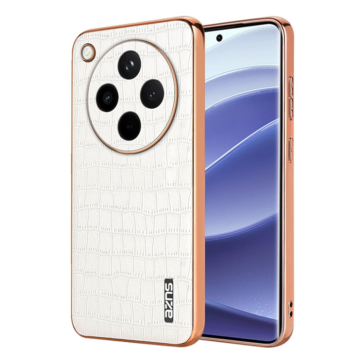 For OPPO Find X8 AZNS Electroplated Frame Crocodile Texture Full Coverage Phone Case(White) - Find X8 Cases by AZNS | Online Shopping UK | buy2fix