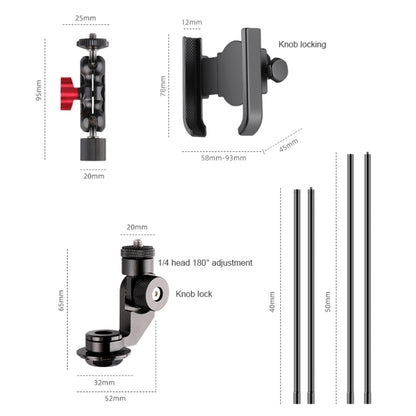 Bicycle Handlebar Holder Pea Clip Adapter 50cm Rod Set - Bicycle Handlebar Mount by buy2fix | Online Shopping UK | buy2fix