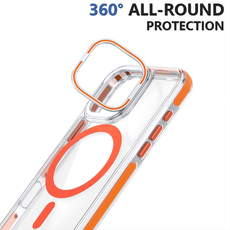 For iPhone 16 Pro Dual-Color Clear Acrylic Hybrid TPU Lens Flip Holder MagSafe Phone Case(White) - iPhone 16 Pro Cases by buy2fix | Online Shopping UK | buy2fix