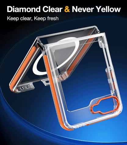 For Samsung Galaxy Z Flip6 Dual-Color Clear Acrylic Hybrid TPU MagSafe Phone Case(Orange) - Galaxy Z Flip6 5G Cases by buy2fix | Online Shopping UK | buy2fix