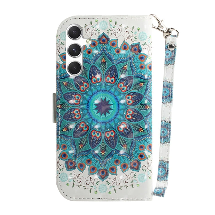 For Samsung Galaxy S25 5G 3D Colored Horizontal Flip Leather Phone Case(Peacock Wreath) - Galaxy S25 5G Cases by buy2fix | Online Shopping UK | buy2fix