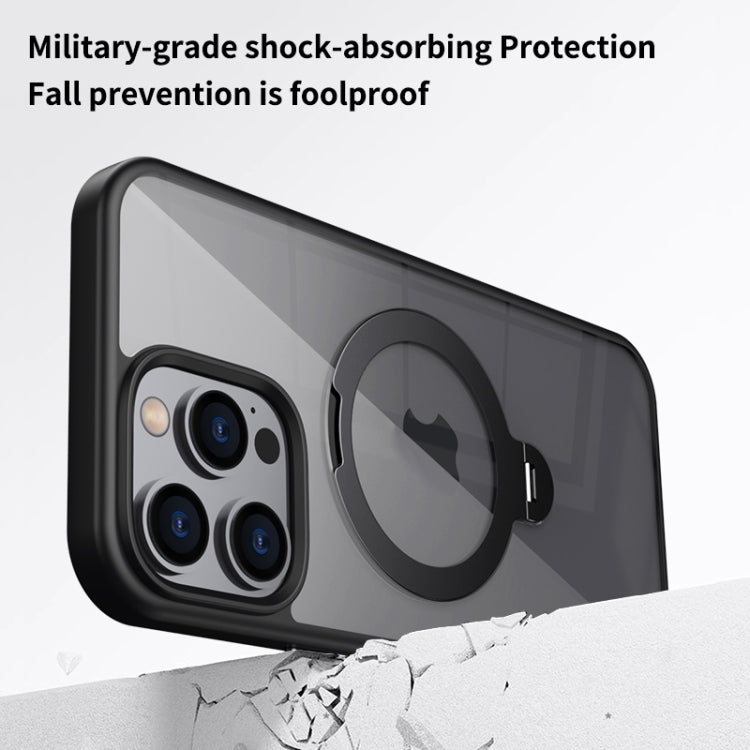 For iPhone 13 Pro Max Transparent MagSafe Magnetic Rotating Ring Holder Phone Case(Grey) - iPhone 13 Pro Max Cases by buy2fix | Online Shopping UK | buy2fix