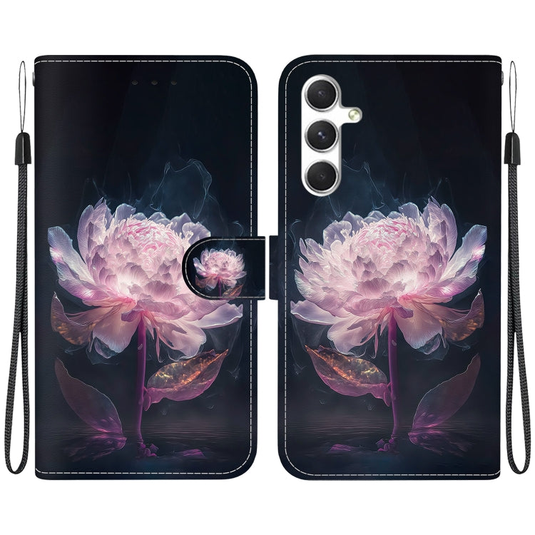 For Samsung Galaxy S25+ 5G Crystal Texture Colored Drawing Leather Phone Case(Purple Peony) - Galaxy S25+ 5G Cases by buy2fix | Online Shopping UK | buy2fix