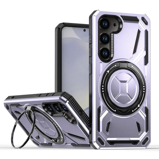 For Samsung Galaxy S24 5G Armor II Series MagSafe Magnetic Holder Phone Case(Light Purple) - Galaxy S24 5G Cases by buy2fix | Online Shopping UK | buy2fix