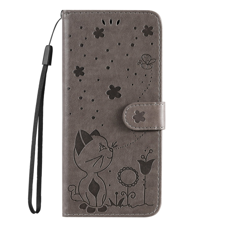 For Samsung Galaxy S25 / S24 5G Cat and Bee Embossed Flip Leather Phone Case(Grey) - Galaxy S25 5G Cases by buy2fix | Online Shopping UK | buy2fix