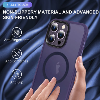 For iPhone 15 Pro MagSafe Magnetic Skin Feel Frosted Phone Case(Dark Purple) - iPhone 15 Pro Cases by buy2fix | Online Shopping UK | buy2fix