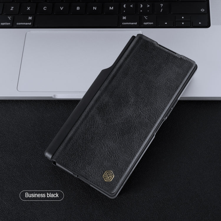 For Samsung Galaxy Z Fold6 5G NILLKIN QIN Series Pro Sliding Camera Cover Design Leather Phone Case(Black) - Galaxy Z Fold6 5G Cases by NILLKIN | Online Shopping UK | buy2fix